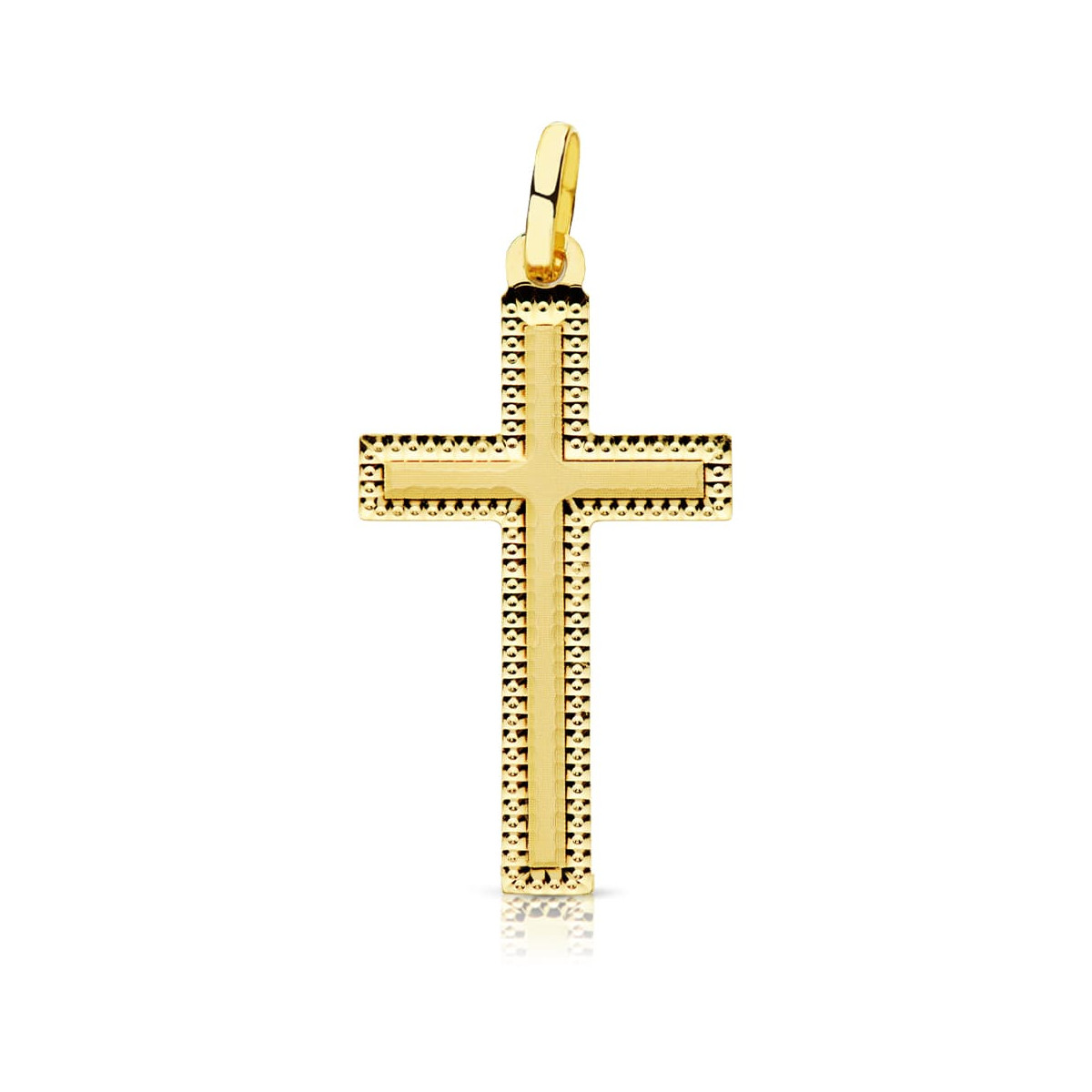18K CRUZ ORO AMARILLO SIN CRISTO TALLADA 27X15 MM