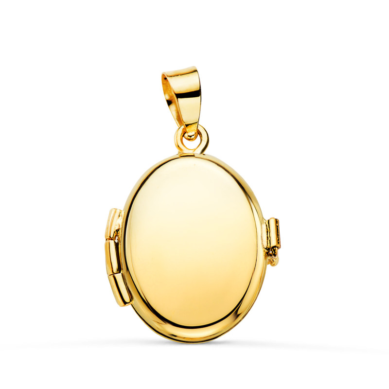 18K GUARDAPELO DIJE PORTAFOTOS OVAL ORO AMARILLO LISO 18X14 MM