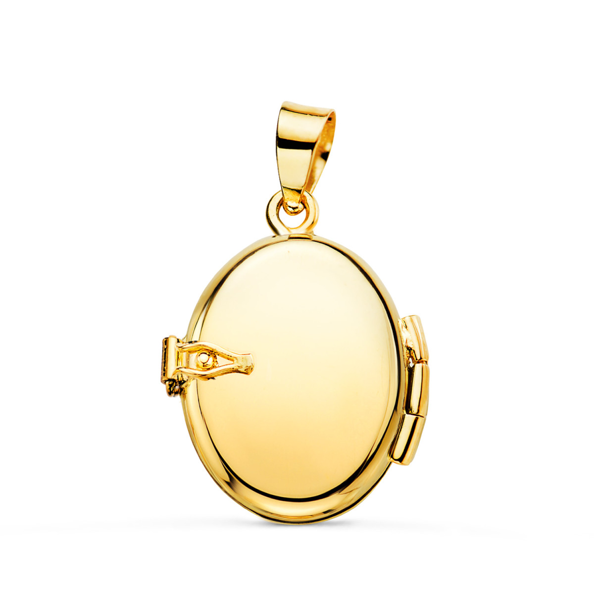 18K GUARDAPELO DIJE PORTAFOTOS OVAL ORO AMARILLO LISO 18X14 MM