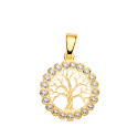 18K COLGANTE AMULETO ORO AMARILLO ARBOL DE LA VIDA CIRCONITA 15 MM 18K COLGANTE AMULETO ORO AMARILLO ARBOL DE LA VIDA CIRCONITA 15 MM