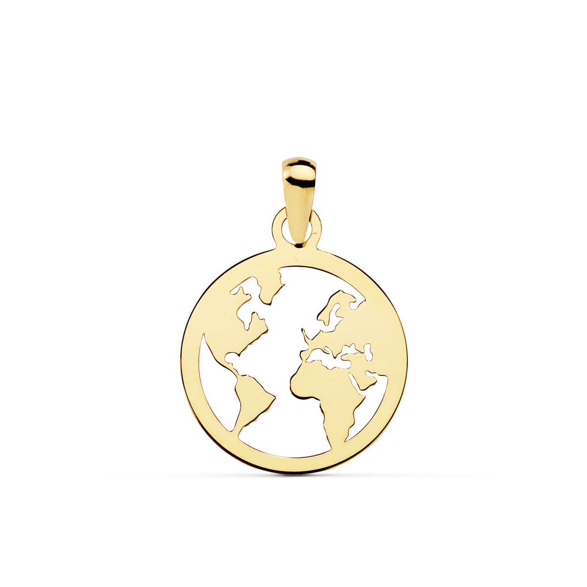 18K COLGANTE AMULETO ORO AMARILLO MAPAMUNDI CALADO 15 MM