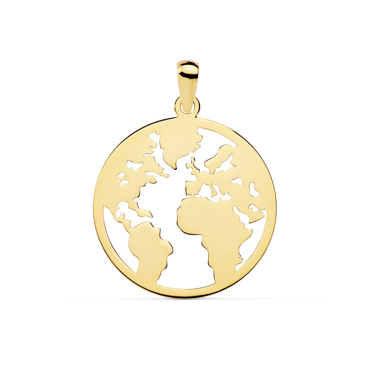 18K COLGANTE AMULETO ORO AMARILLO MAPAMUNDI CALADO 20 MM