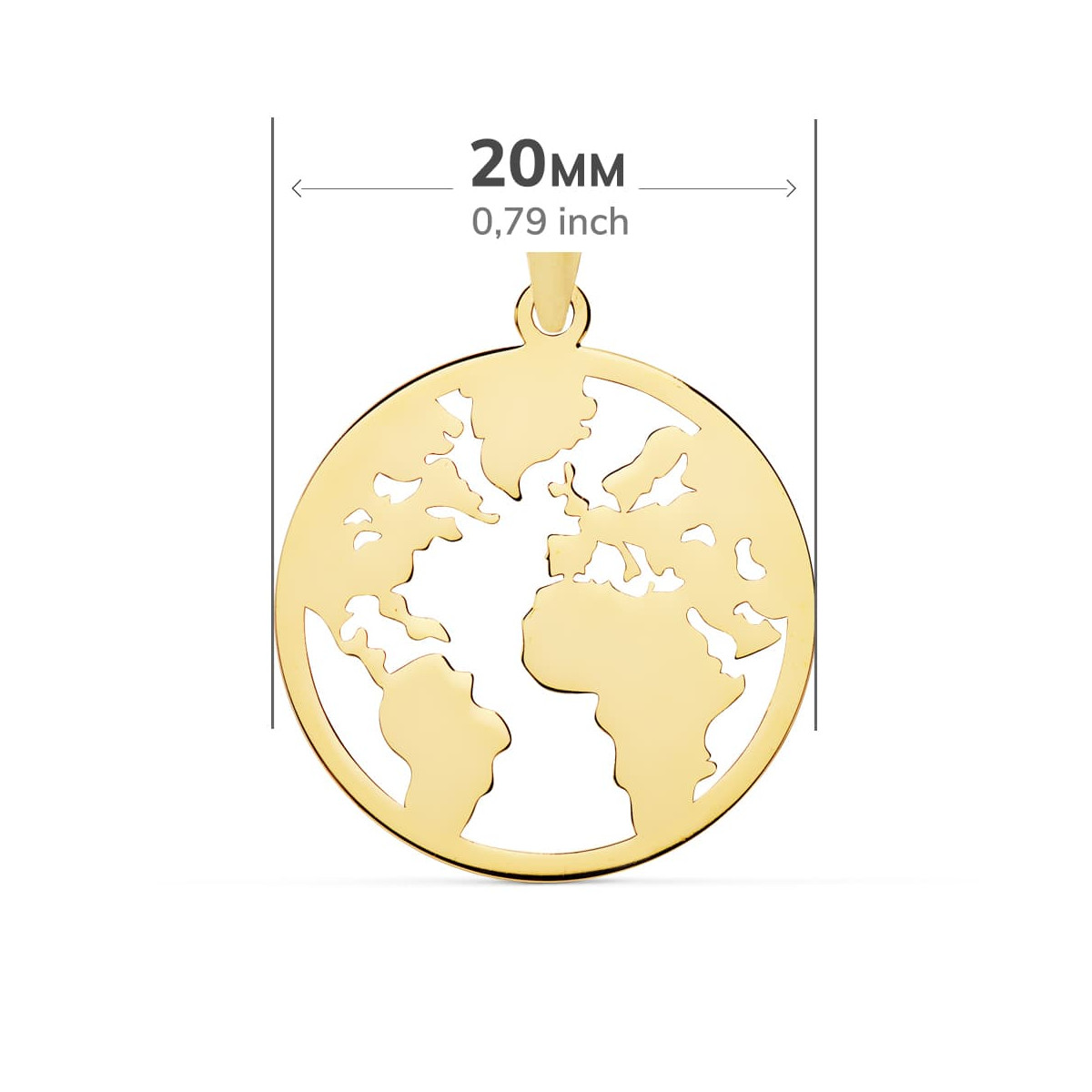 18K COLGANTE AMULETO ORO AMARILLO MAPAMUNDI CALADO 20 MM