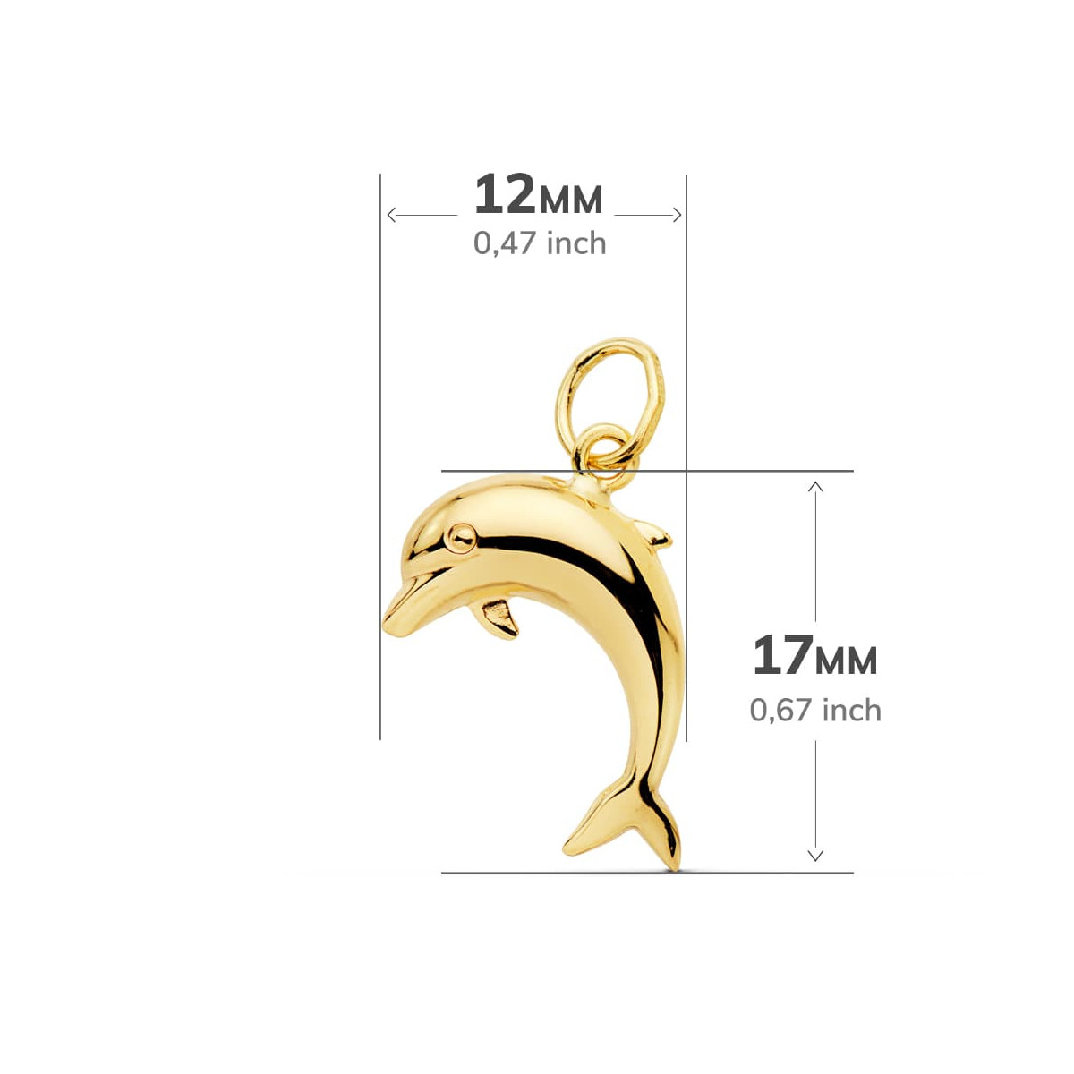 18K COLGANTE AMULETO  ORO AMARILLO DELFIN LISO 17X12 MM