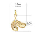 18K COLGANTE AMULETO ORO AMARILLO DOS PLUMAS 17X15 MM