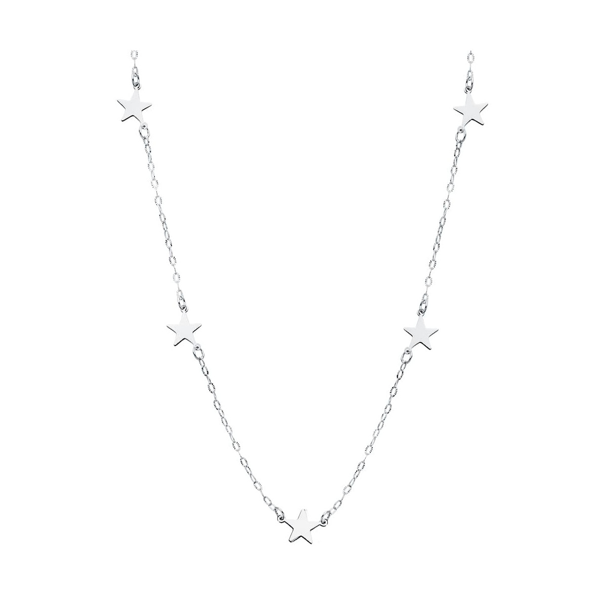 18K GARGANTILLA ESTRELLAS ORO BLANCO 42CM