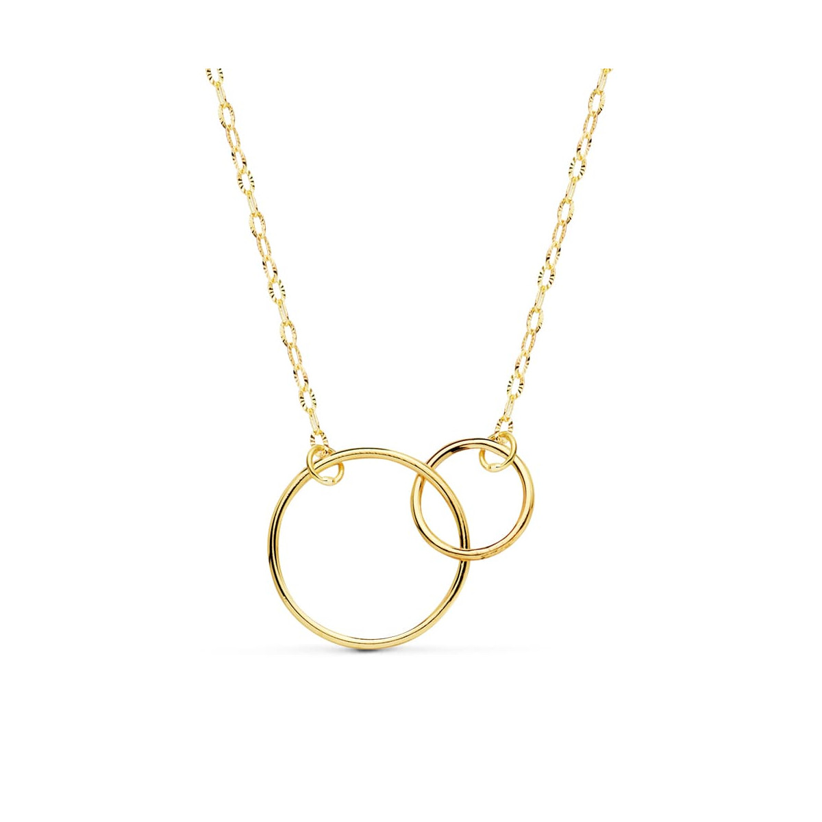 18K COLLAR ORO AMARILLO DOBLE ARO 14 Y 8 MM CADENA 42CM