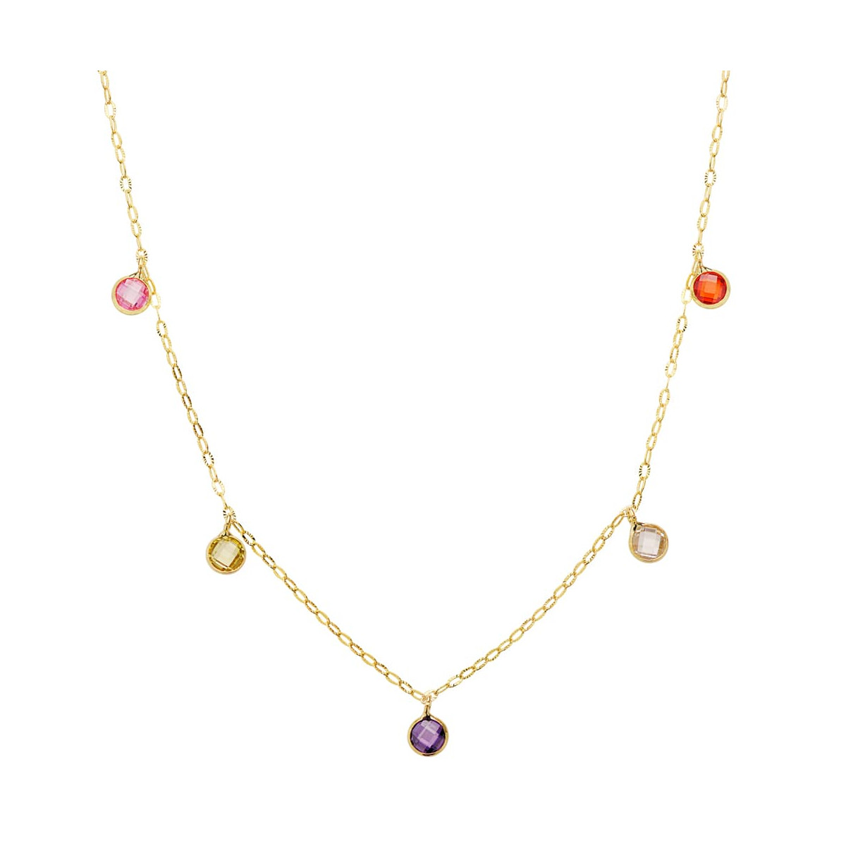 18K GARGANTILLA ORO AMARILLO PIEDRAS 5 MM CADENA FORZADA 45CM