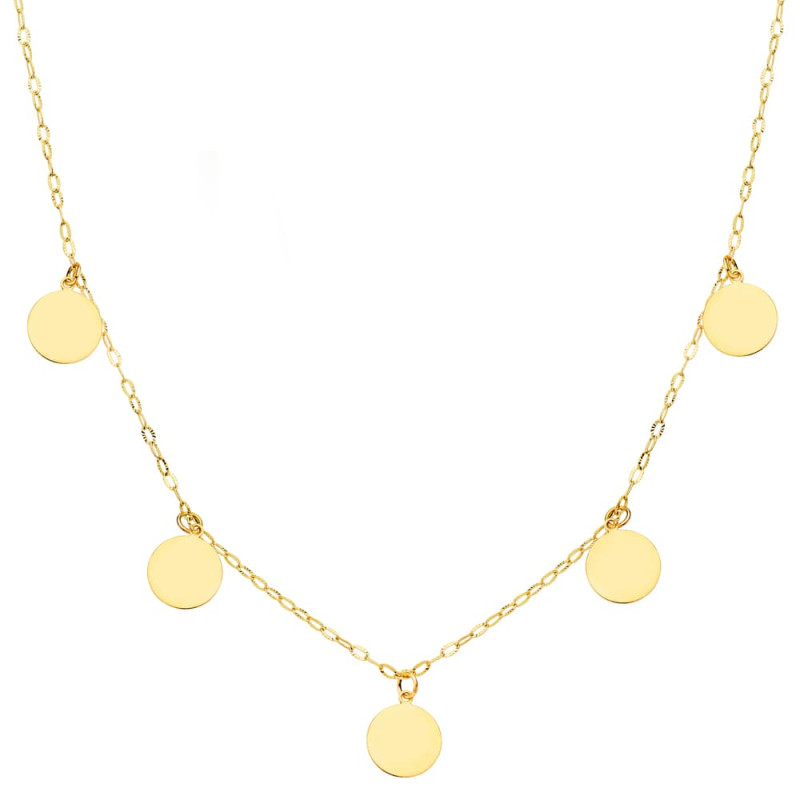 18K GARGANTILLA ORO AMARILLO PLACA CHAPAS LISAS 7 MM CADENA FORZADA 45CM