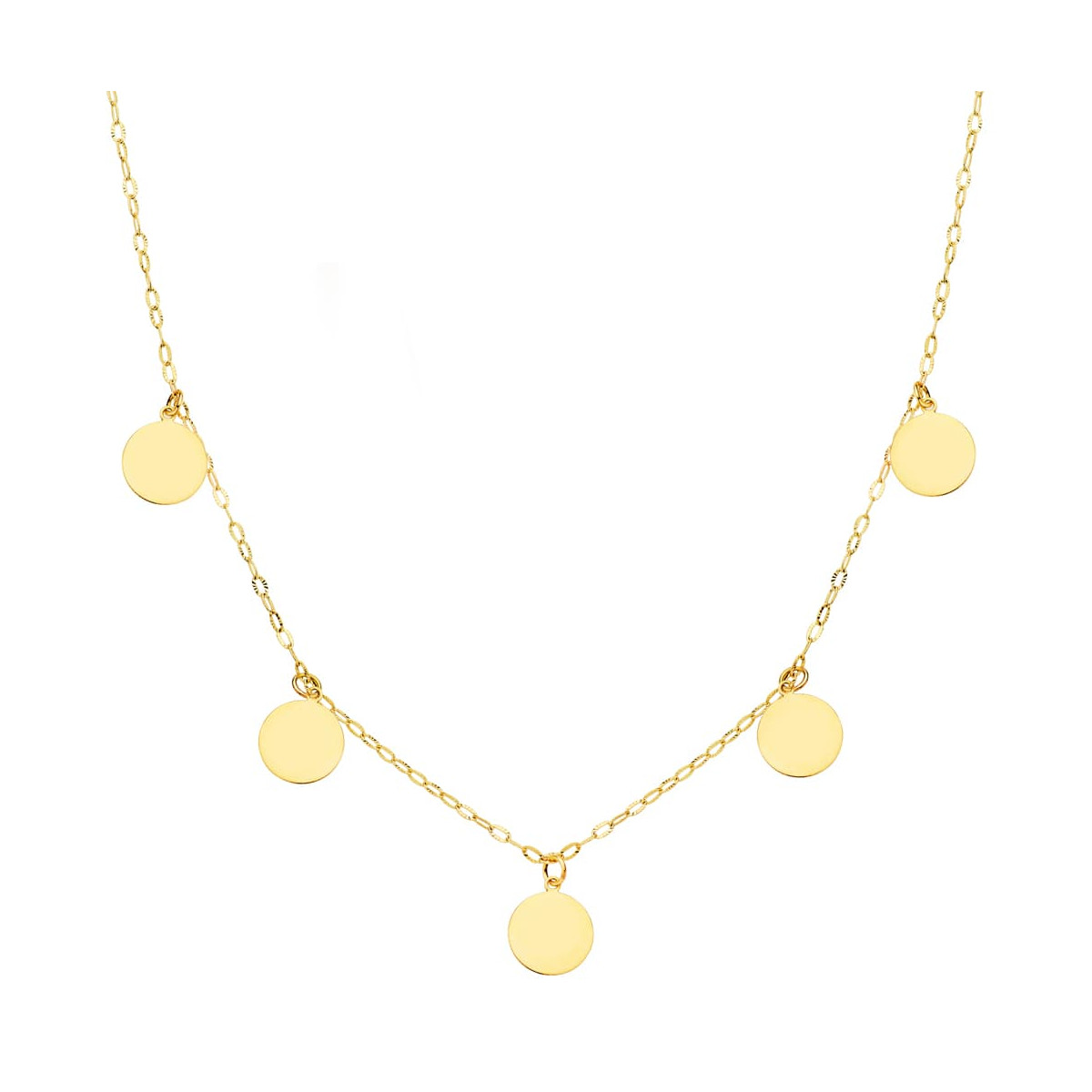 18K GARGANTILLA ORO AMARILLO PLACA CHAPAS LISAS 7 MM CADENA FORZADA 45CM