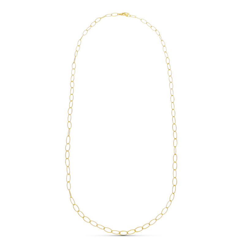 18K GARGANTILLA ORO AMARILLO ESLABON DIAMANTADO 80CM