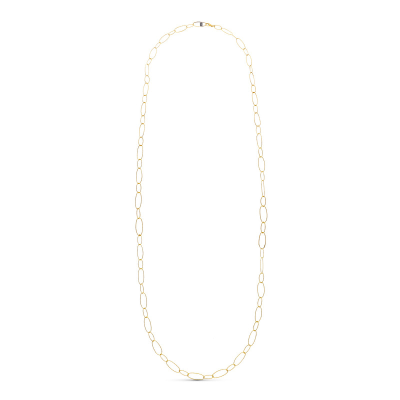 18K GARGANTILLA ORO AMARILLO ESLABON DIAMANTADO 80CM