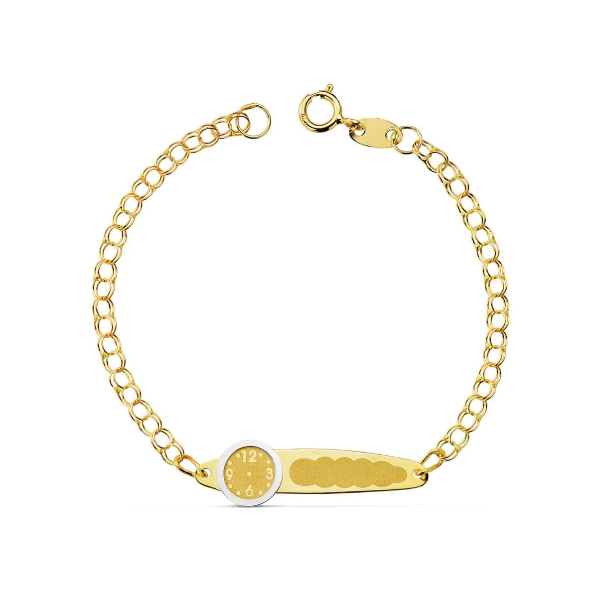 18K ESCLAVA ORO AMARILLO HÚNGARA RELOJ Y PLACA CHAPA 12.5 CM