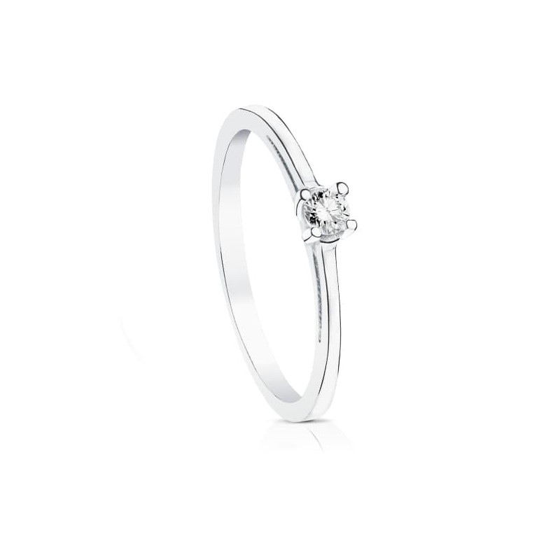 18K SOLITARIO DIAMANTE NATURAL TALLA BRILLANTE ORO BLANCO 0.100 QTS. SI-H