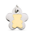 18K COLGANTE AMULETO ACERO Y ORO AMARILLO FLOR Y OSO 18K COLGANTE AMULETO ACERO Y ORO AMARILLO FLOR Y OSO