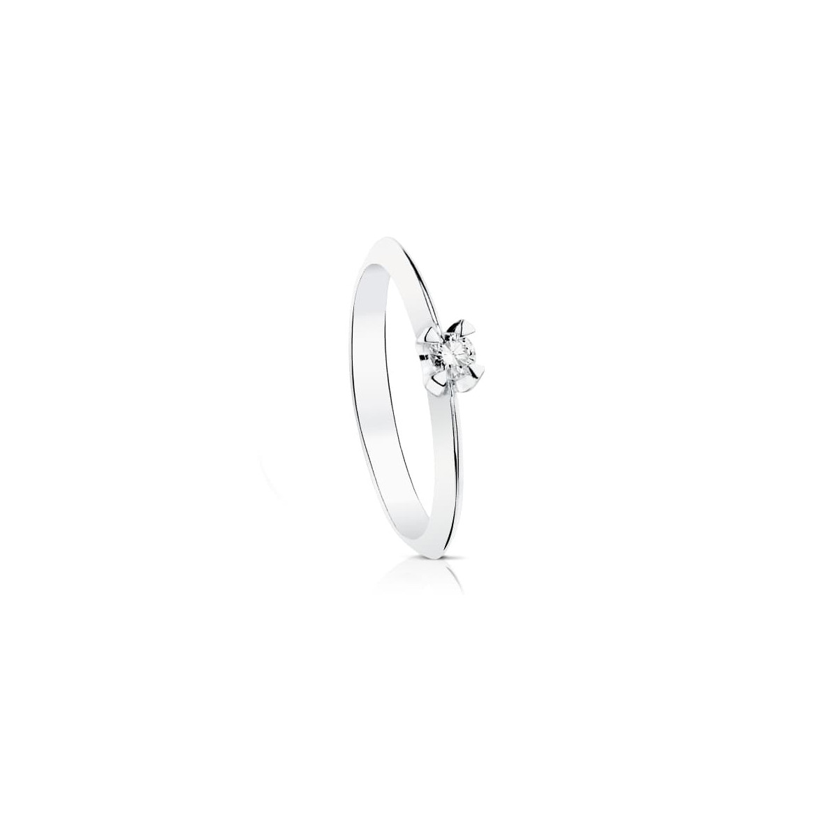 18K SOLITARIO DIAMANTE NATURAL TALLA BRILLANTE ORO BLANCO 0,100 QTS. SI-H