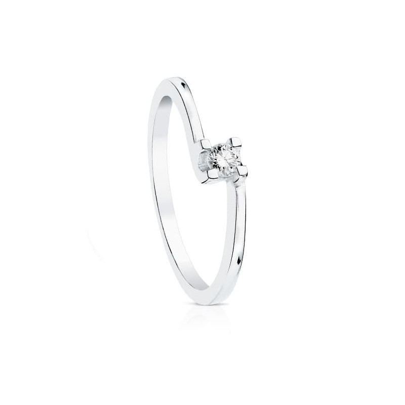 18K SOLITARIO DIAMANTE NATURAL TALLA BRILLANTE ORO BLANCO 0.100 QTS. SI-H