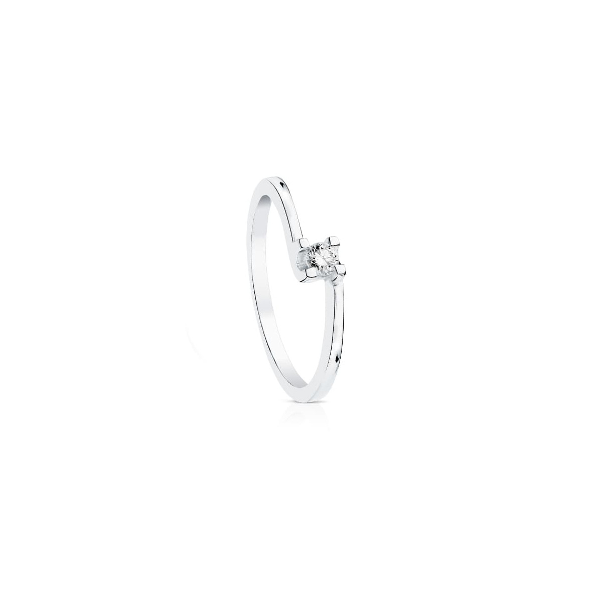 18K SOLITARIO DIAMANTE NATURAL TALLA BRILLANTE ORO BLANCO 0.100 QTS. SI-H