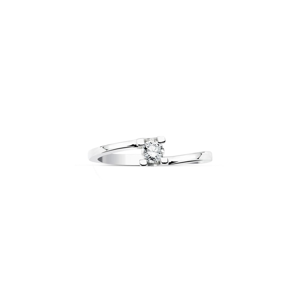 18K SOLITARIO DIAMANTE NATURAL TALLA BRILLANTE ORO BLANCO 0.100 QTS. SI-H