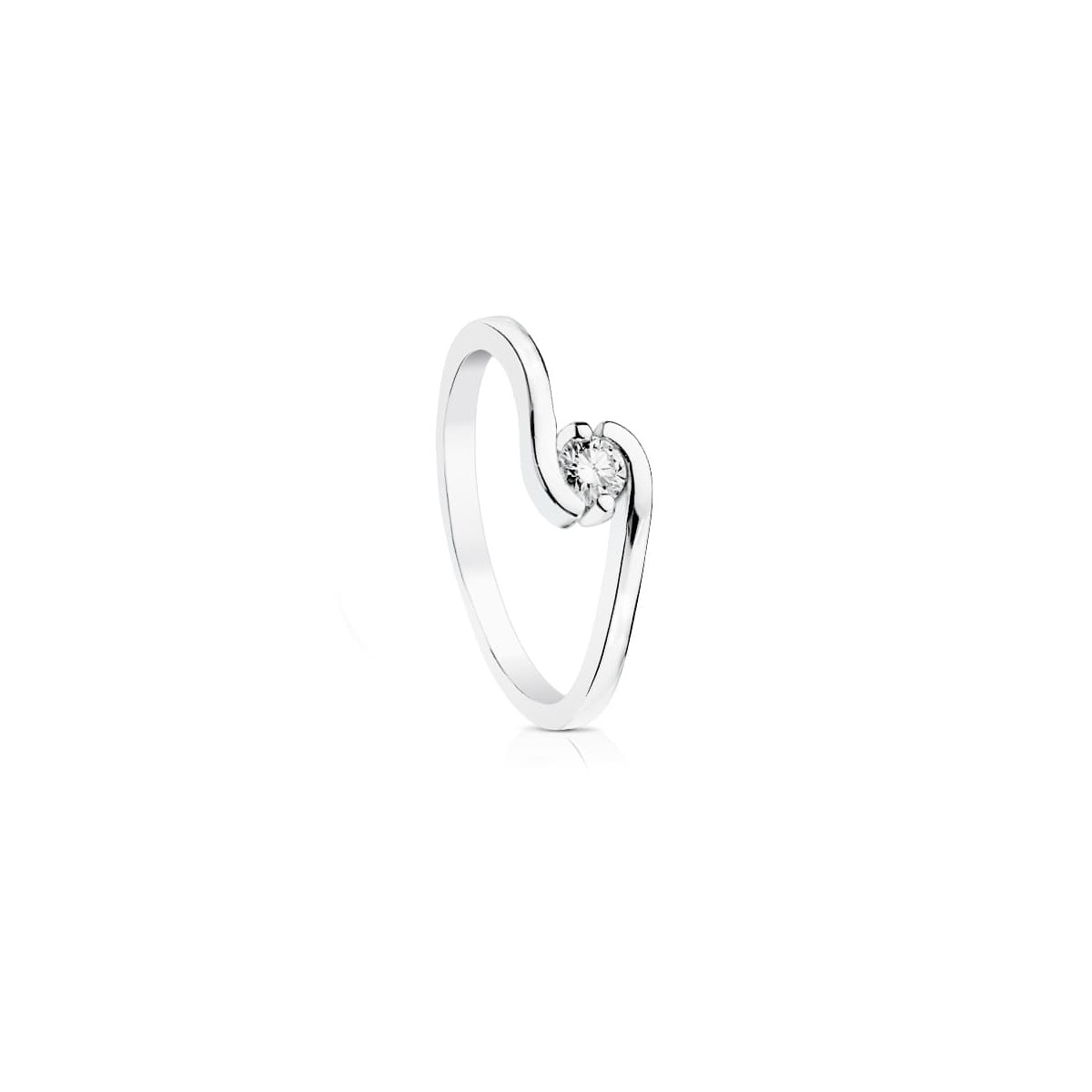 18K SOLITARIO DIAMANTE NATURAL TALLA BRILLANTE ORO BLANCO 0.150 QTS. SI-H