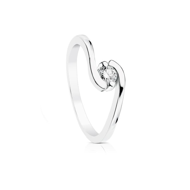 18K SOLITARIO DIAMANTE NATURAL TALLA BRILLANTE ORO BLANCO 0.200 QTS. SI-H