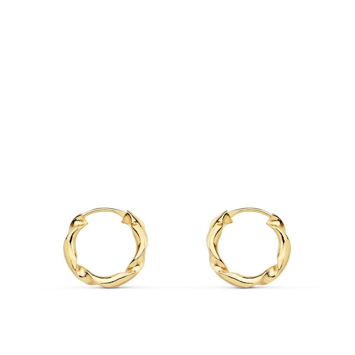 18K AROS ORO AMARILLO HUECOS RETORCIDOS. 12X2 MM
