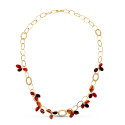 18K GARGANTILLA ORO AMARILLO ESLABONES PIEDRAS COLOR