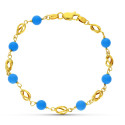 18K PULSERA ORO AMARILLO JAULA TURQUESA 17CM 18K PULSERA ORO AMARILLO JAULA TURQUESA 17CM