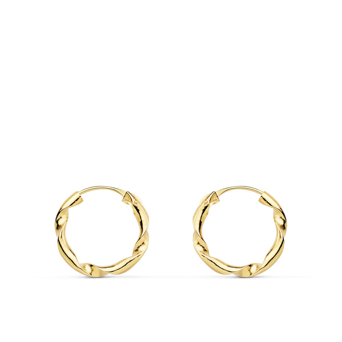 18K AROS ORO AMARILLO HUECOS RETORCIDOS. 14X2 MM