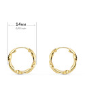 18K AROS ORO AMARILLO HUECOS RETORCIDOS. 14X2 MM