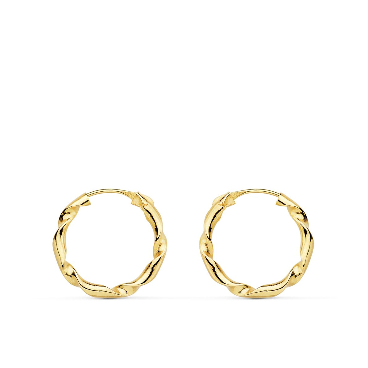 18K AROS ORO AMARILLO HUECOS RETORCIDOS. 16X2 MM