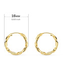 18K AROS ORO AMARILLO HUECOS RETORCIDOS. 16X2 MM