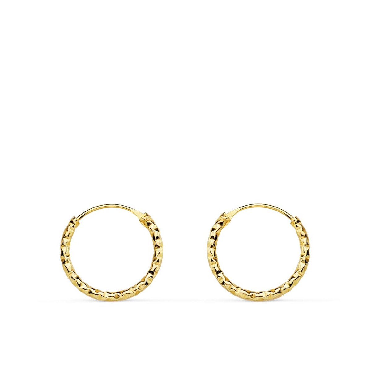 18K AROS ORO AMARILLO RETORCIDO TALLADO 13X1.30 MM