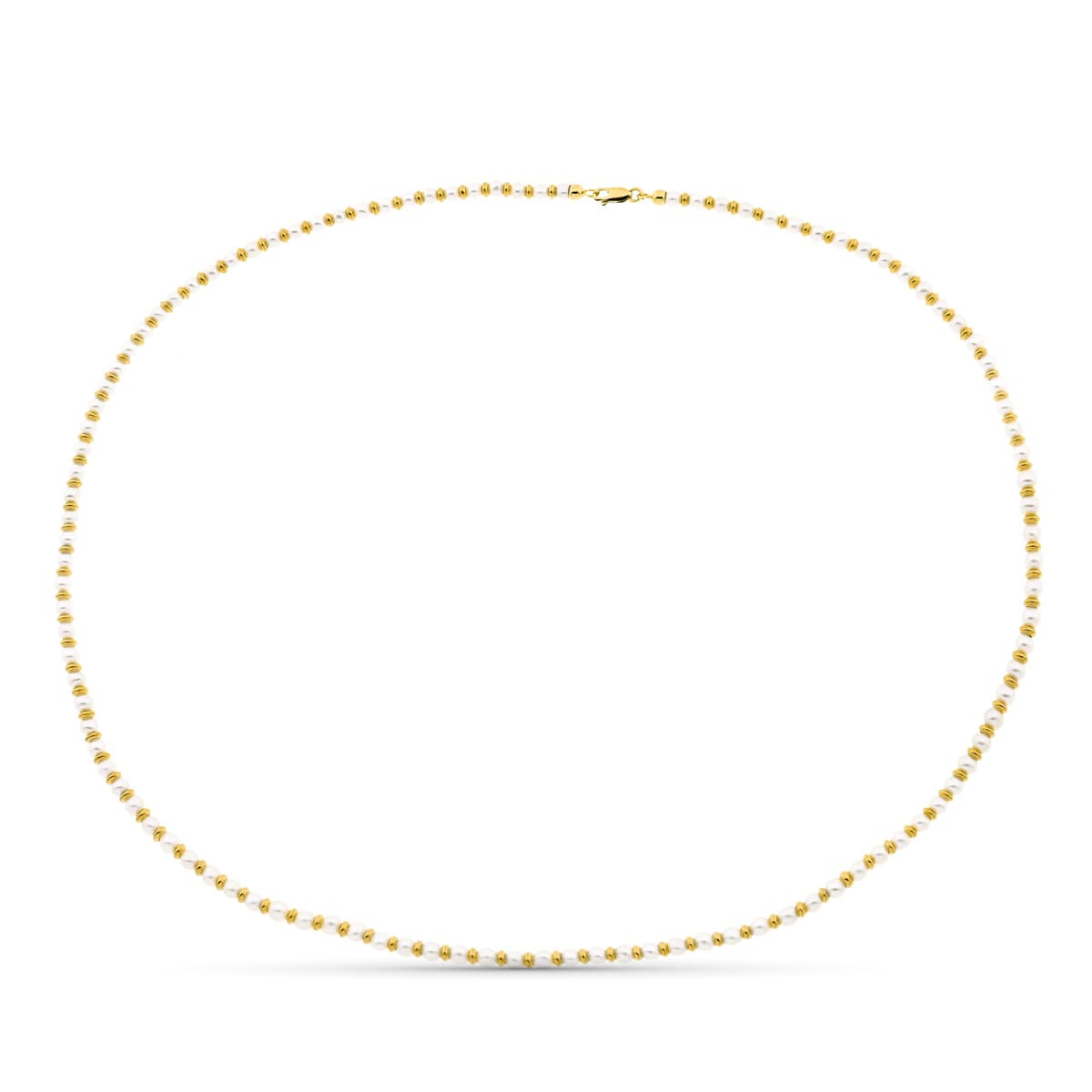 18K COLLAR ORO AMARILLO PERLA Y ANILLAS ORO 45CM
