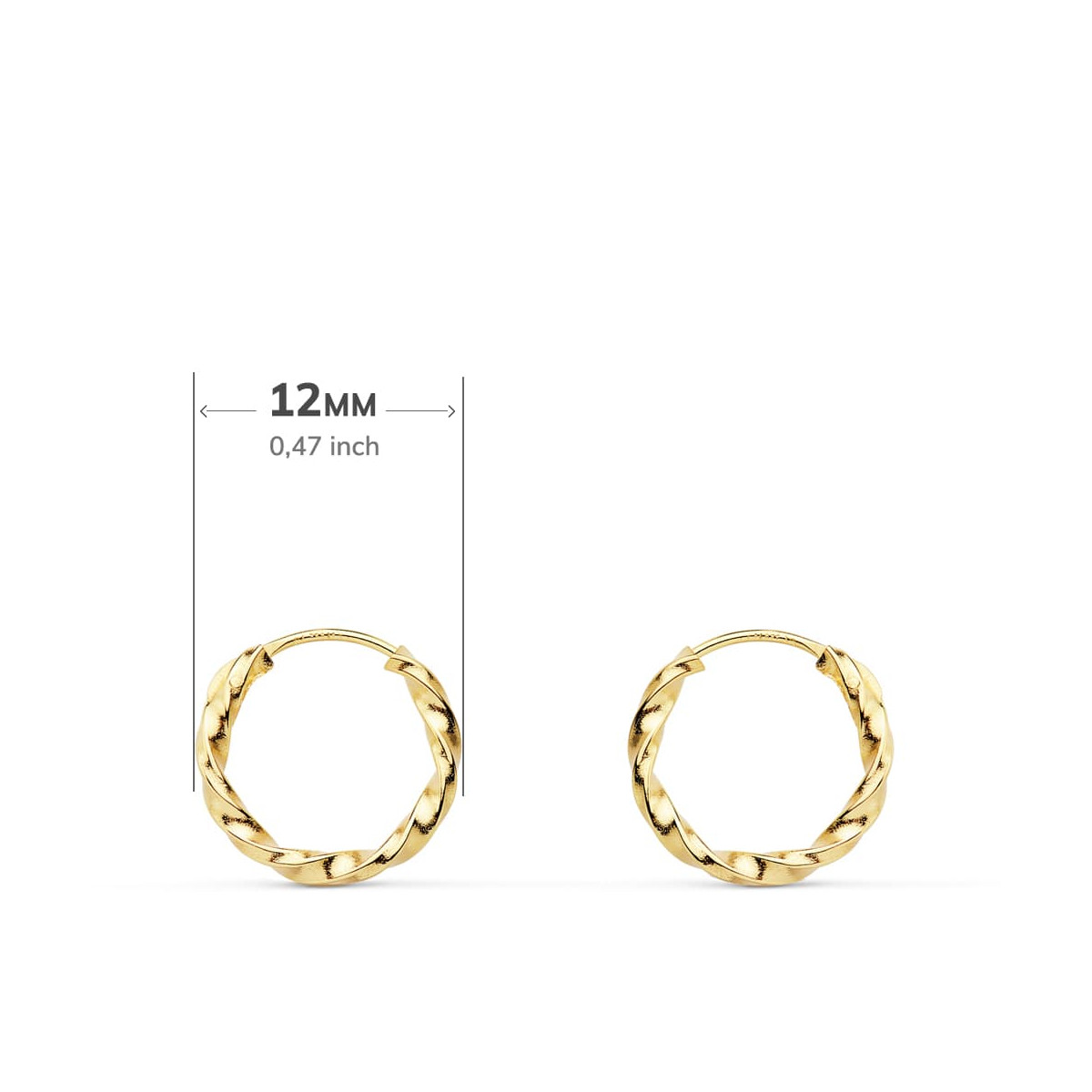 18K AROS ORO AMARILLO HUECOS GALLONEADOS. 12X1.50 MM