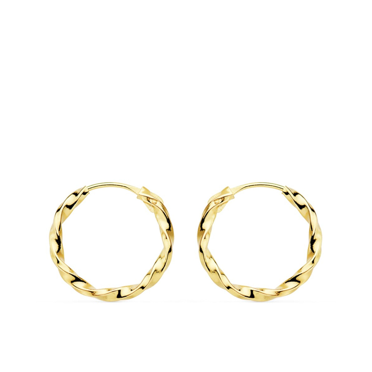 18K AROS ORO AMARILLO HUECOS GALLONEADOS. 14X1.5 MM