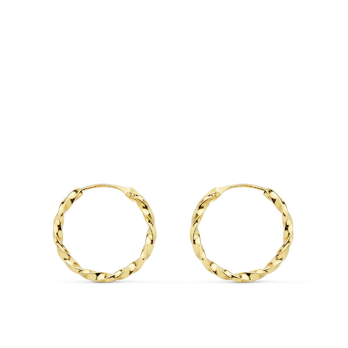 18K AROS ORO AMARILLO HUECOS GALLONEADOS. 16X1.50 MM