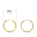 18K AROS ORO AMARILLO HUECOS GALLONEADOS. 16X1.50 MM