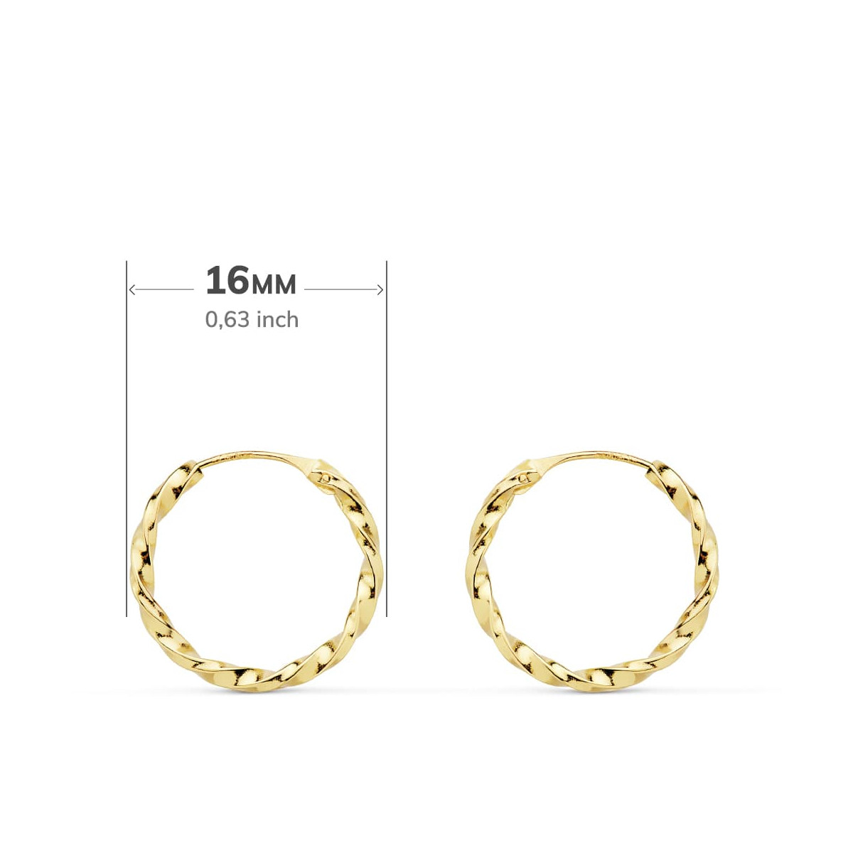 18K AROS ORO AMARILLO HUECOS GALLONEADOS. 16X1.50 MM