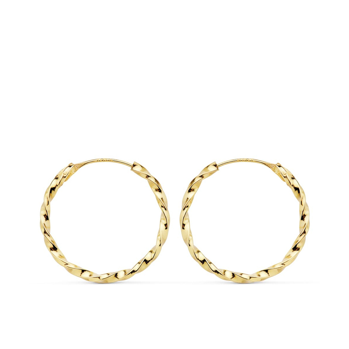 18K AROS ORO AMARILLO GALLONEADOS HUECOS 20X1.50 MM