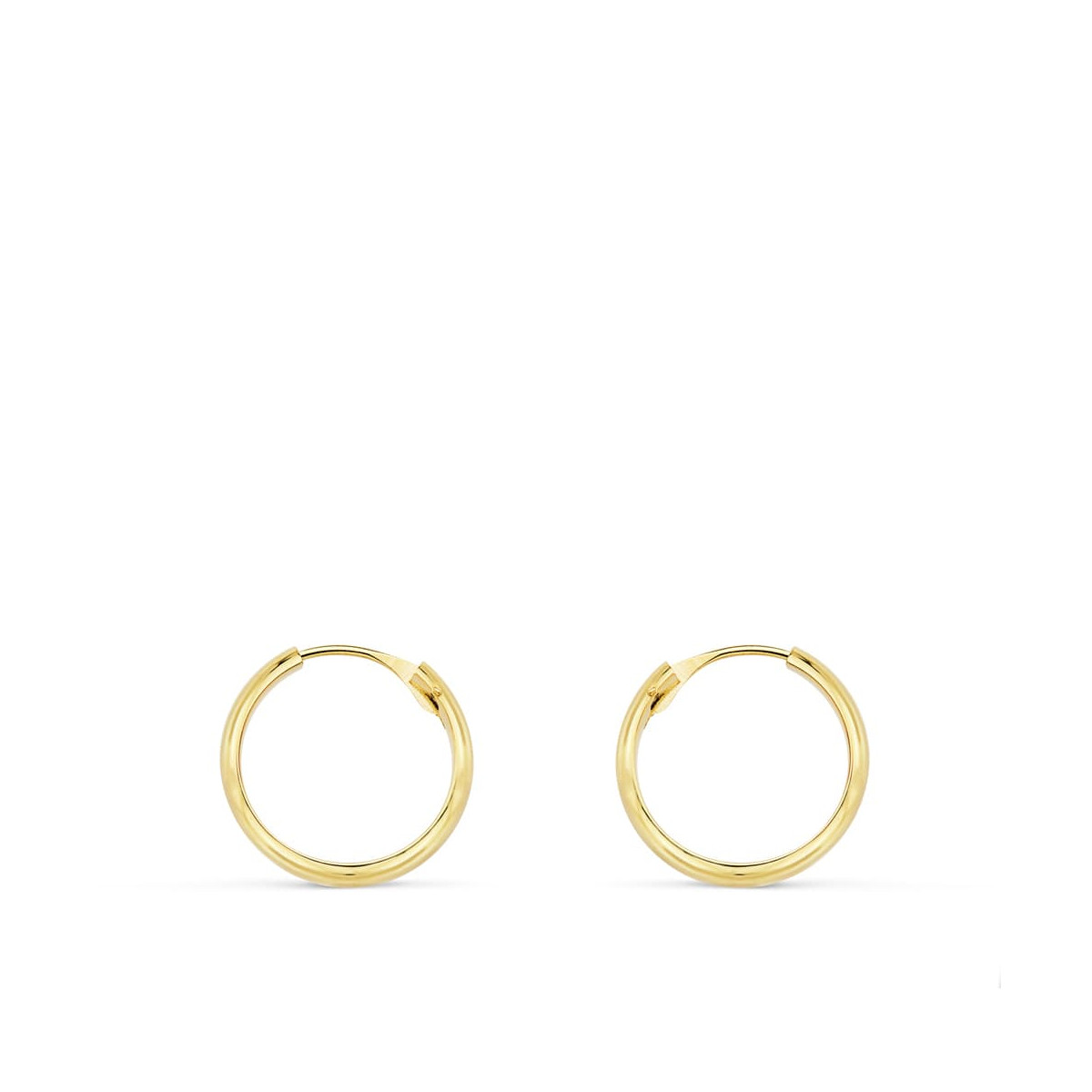 18K AROS HUECOS ORO AMARILLO MEDIA CAÑA LIGEROS.14X3 MM
