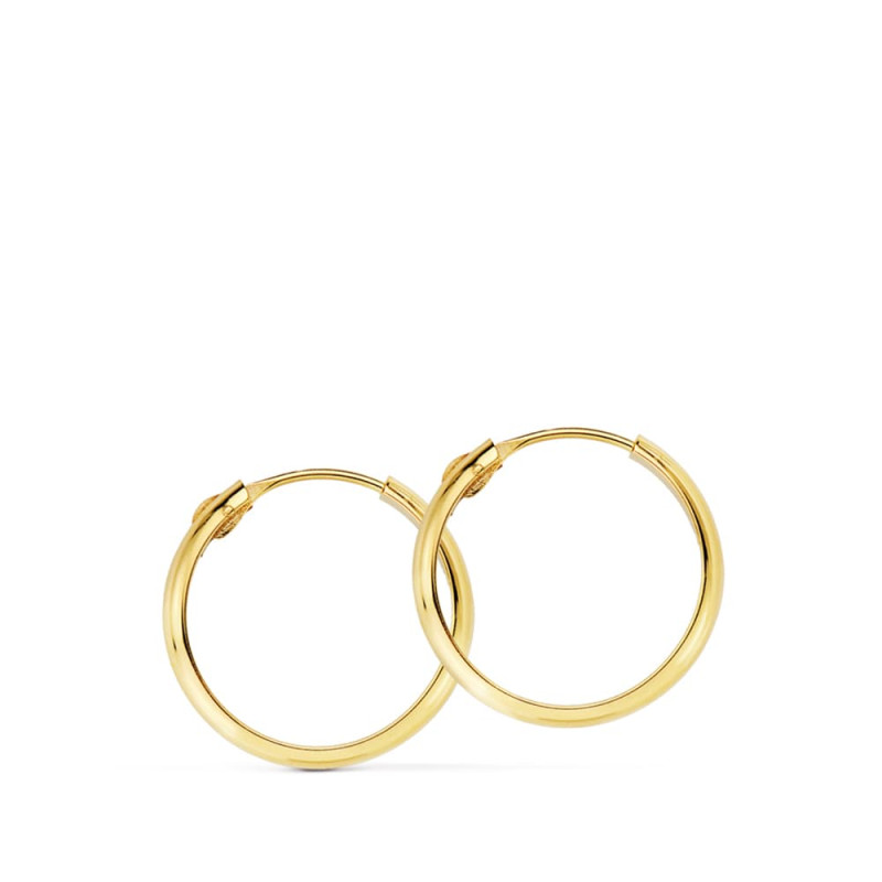 18K AROS ORO AMARILLO MEDIA CAÑA LIGEROS. 16X3 MM