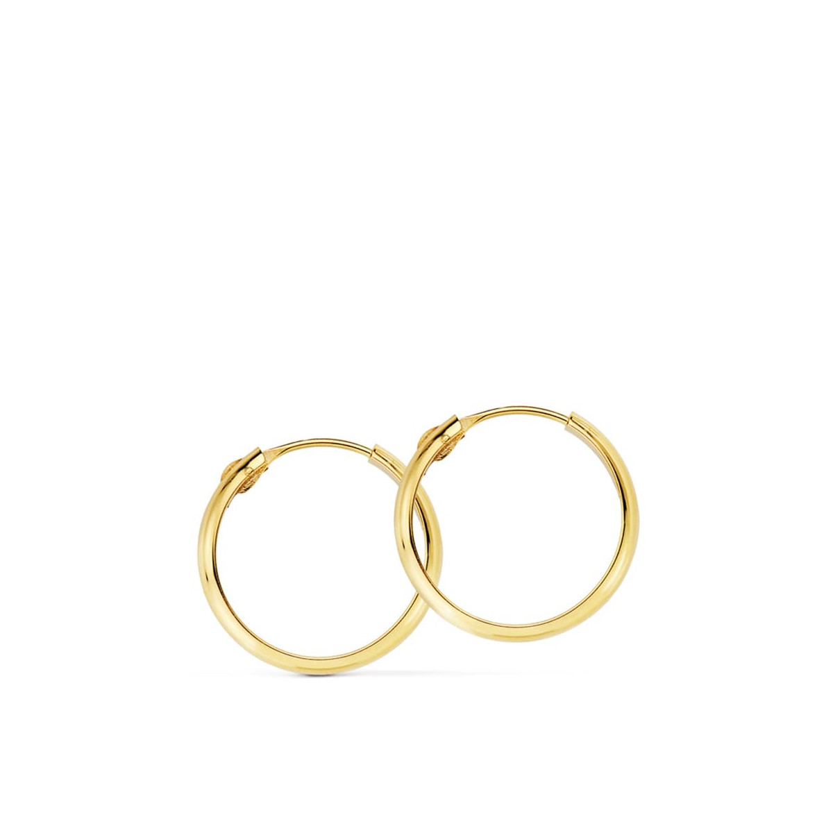 18K AROS ORO AMARILLO MEDIA CAÑA LIGEROS. 16X3 MM