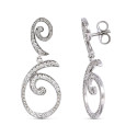 18K PENDIENTES LARGOS ORO BLANCO CON CIRCONITA 35X14 MM CIERRE PRESION 18K PENDIENTES LARGOS ORO BLANCO CON CIRCONITA 35X14 MM CIERRE PRESION
