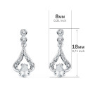 18K PENDIENTES ORO BLANCO CIRCONITA 18X8 MM CIERRE PRESION