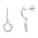 18K PENDIENTES LARGOS ORO BLANCO CON CIRCONITA 19X7 MM CIERRE PRESION