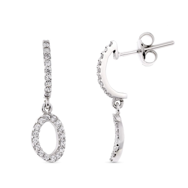 18K PENDIENTES ORO BLANCO. 19 X 5 MM CIERRE PRESION