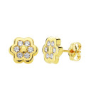 18K PENDIENTES FLOR CIRCONITA 7X7 MM CIERRE PRESION 18K PENDIENTES FLOR CIRCONITA 7X7 MM CIERRE PRESION