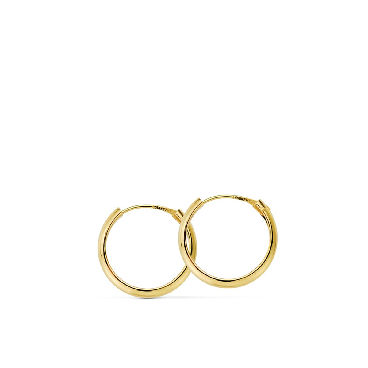 18K AROS ORO AMARILLO MEDIA CAÑA LISOS LIGEROS 14X2 MM