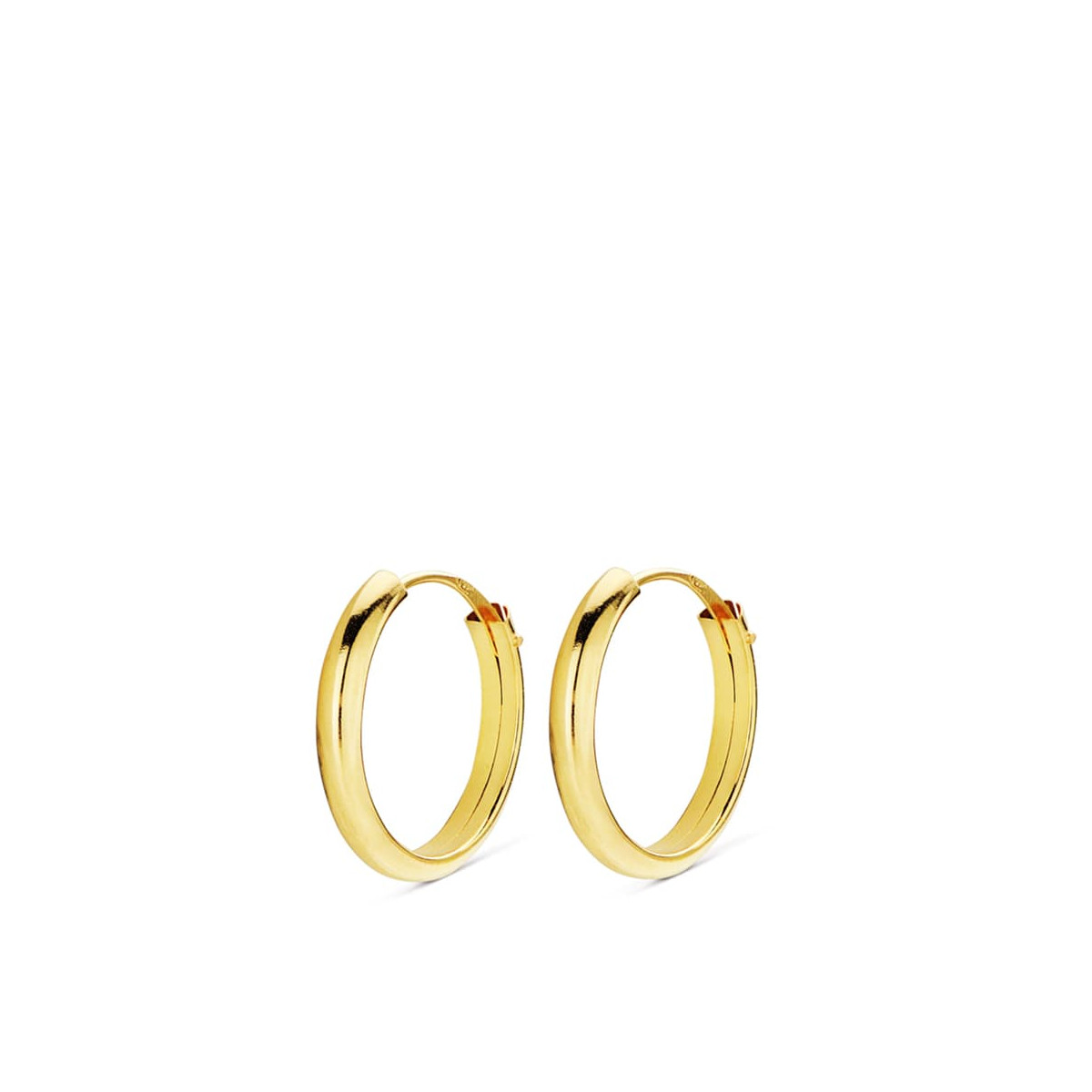 18K AROS ORO AMARILLO MEDIA CAÑA LISOS LIGEROS 14X2 MM